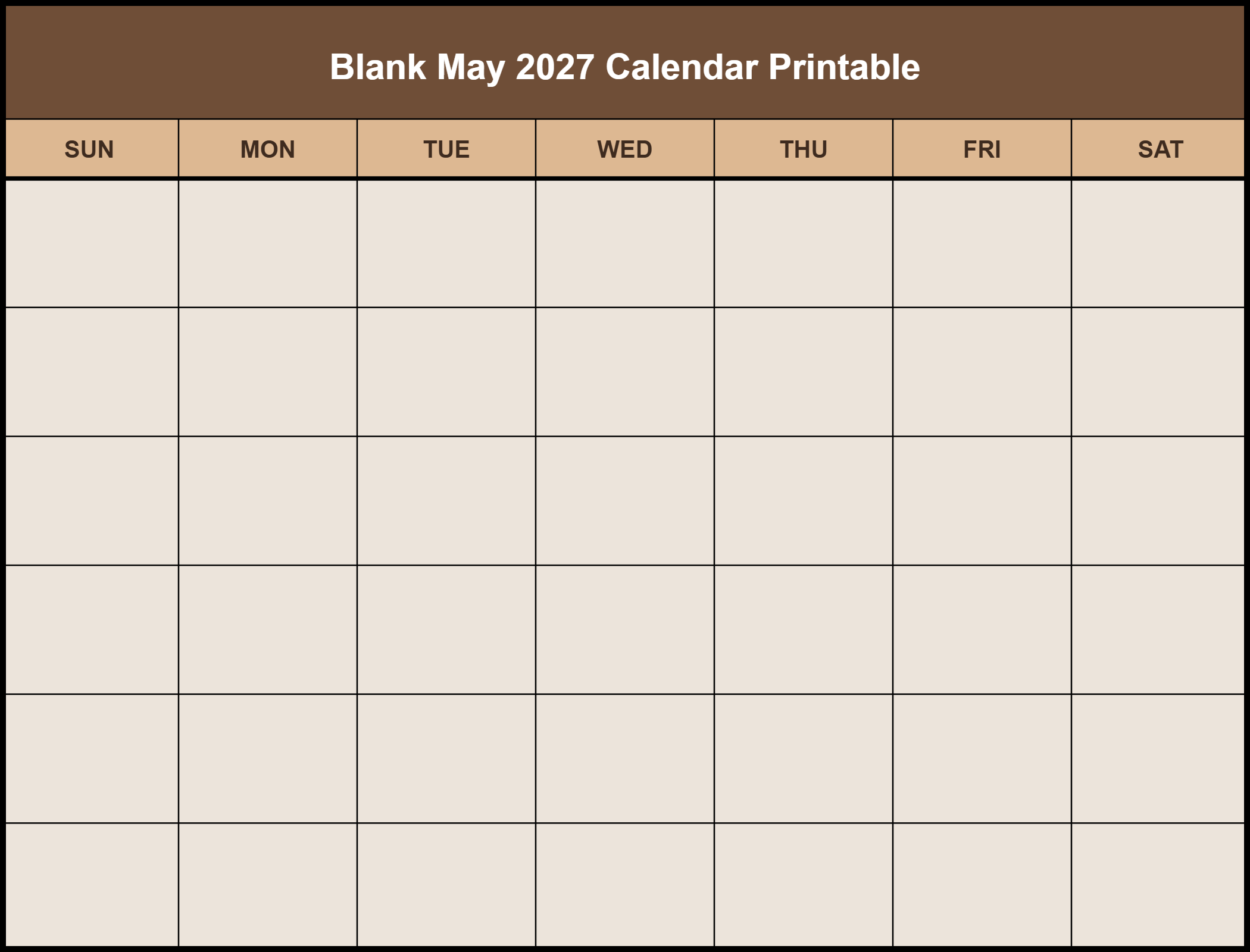Printable Blank May 2027 Calendar Template Printable Blank May 2027 Calendar Template
