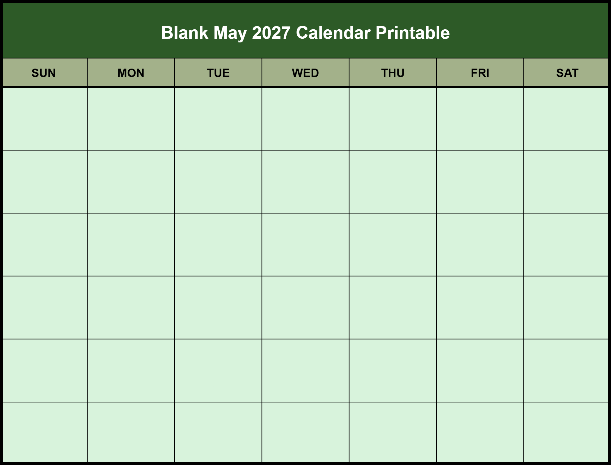 Printable Blank May 2027 Calendar Template Printable Blank May 2027 Calendar Template